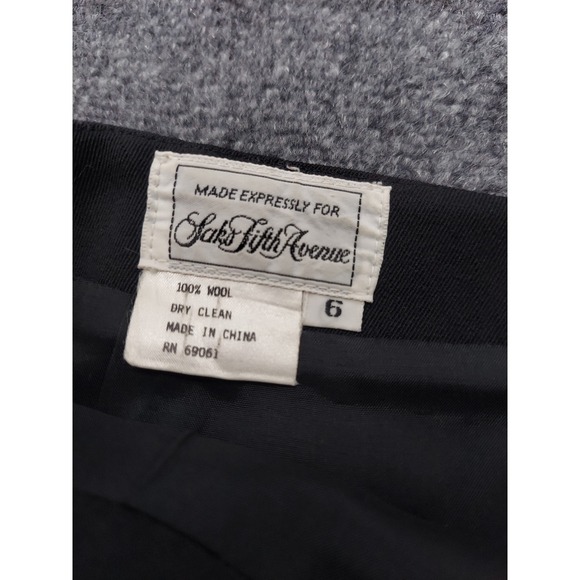 Saks 5th Avenue Wool Skirt Womens 6 Black Pencil Pockets Lined Career Back Zip - Picture 3 of 9